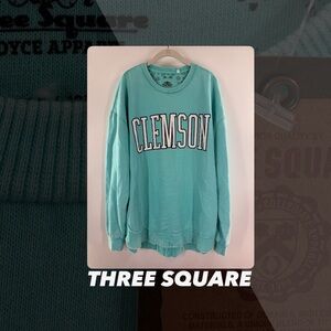 NWT Three Square Clemson Garment Burn Washed Sweatshirt